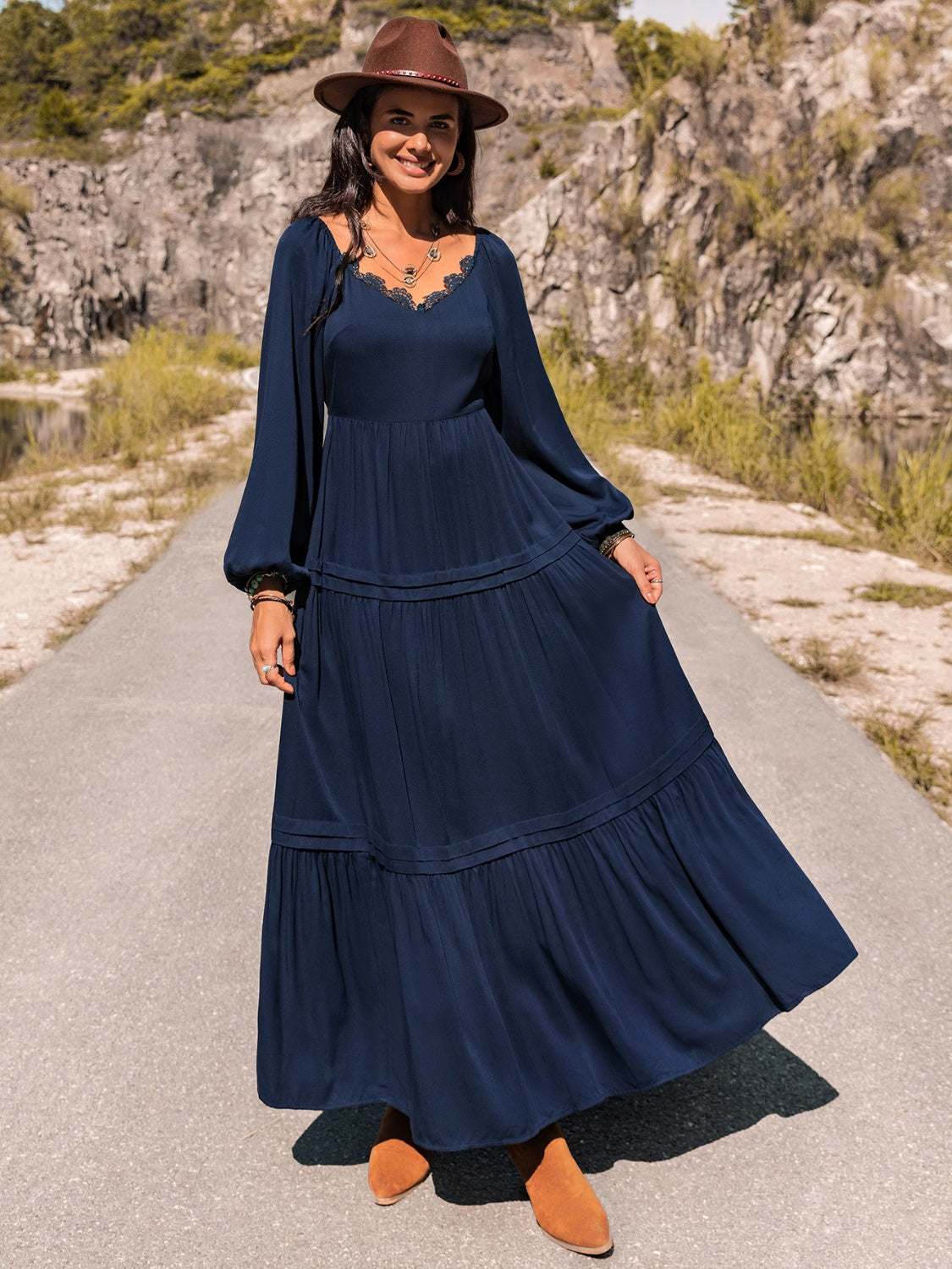 Autumn Elegance Long Sleeve Maxi