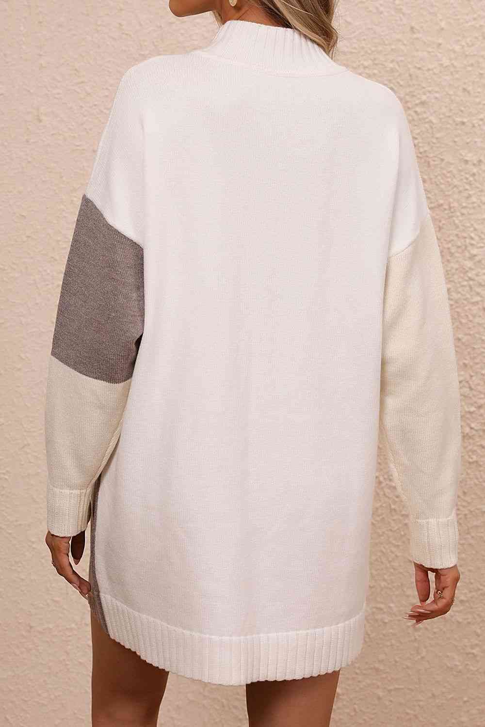 Crisp Air Color Block Sweater Dress