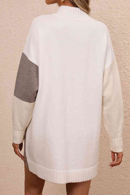 Crisp Air Color Block Sweater Dress