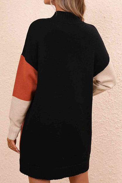 Crisp Air Color Block Sweater Dress